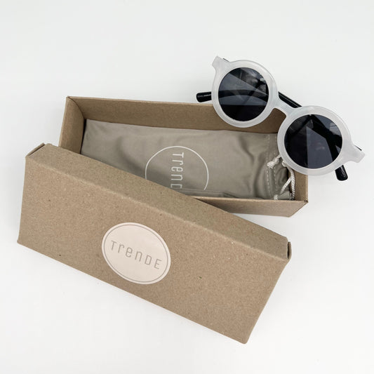 Round Retro Sunglasses - White Black