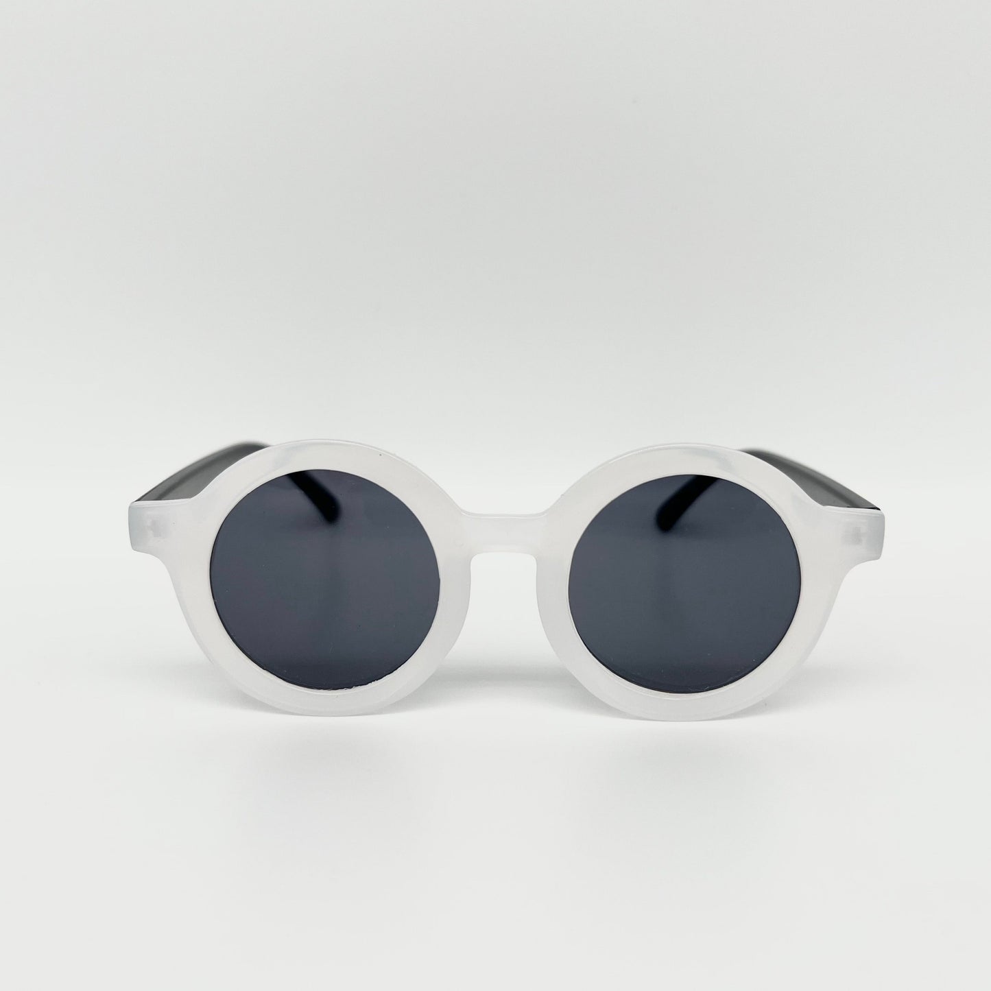 Round Retro Sunglasses - White Black